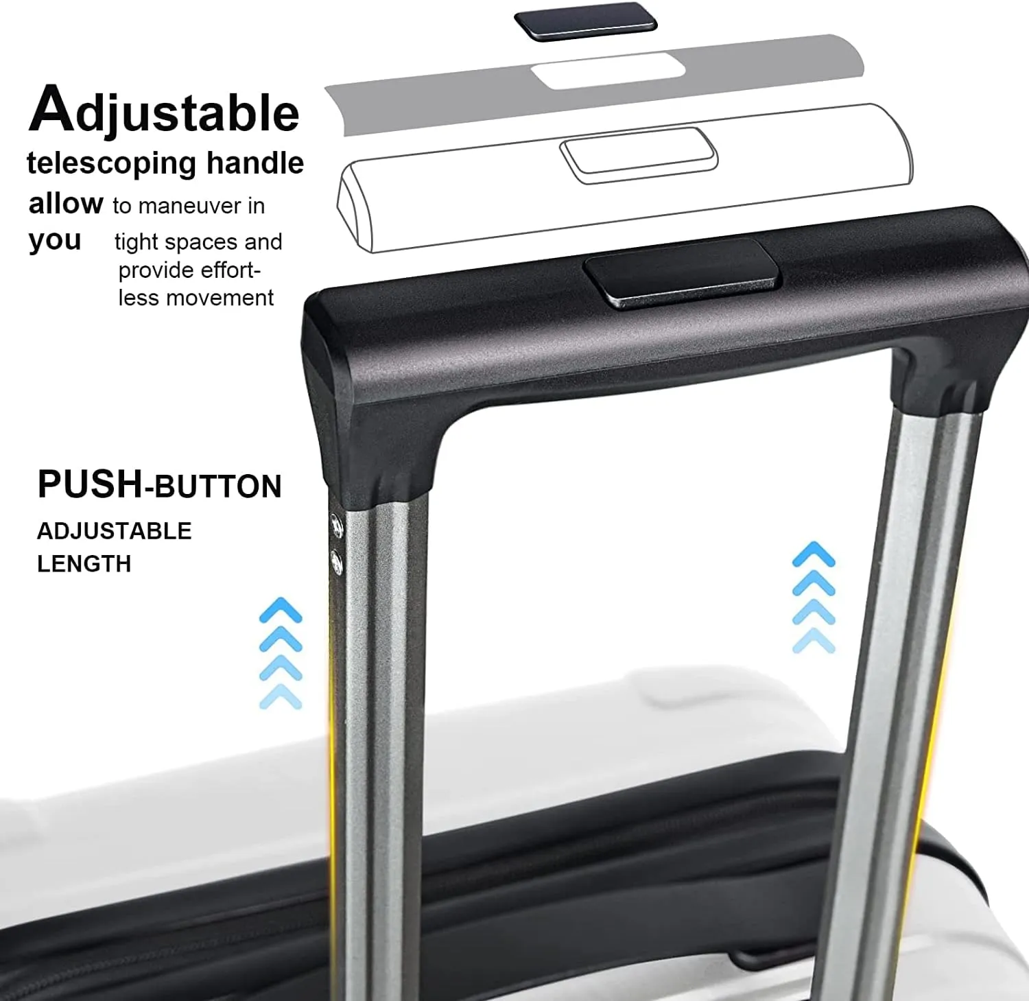 24 Inch Luggage, Lightweight ABS PC Hard Shell Suitcases with TSA Lock, 24 Inch Checked Luggage with Spinner Wheels (Arctic White)