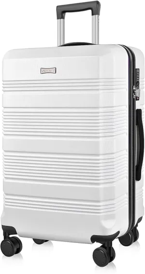24 Inch Luggage, Lightweight ABS PC Hard Shell Suitcases with TSA Lock, 24 Inch Checked Luggage with Spinner Wheels (Arctic White)