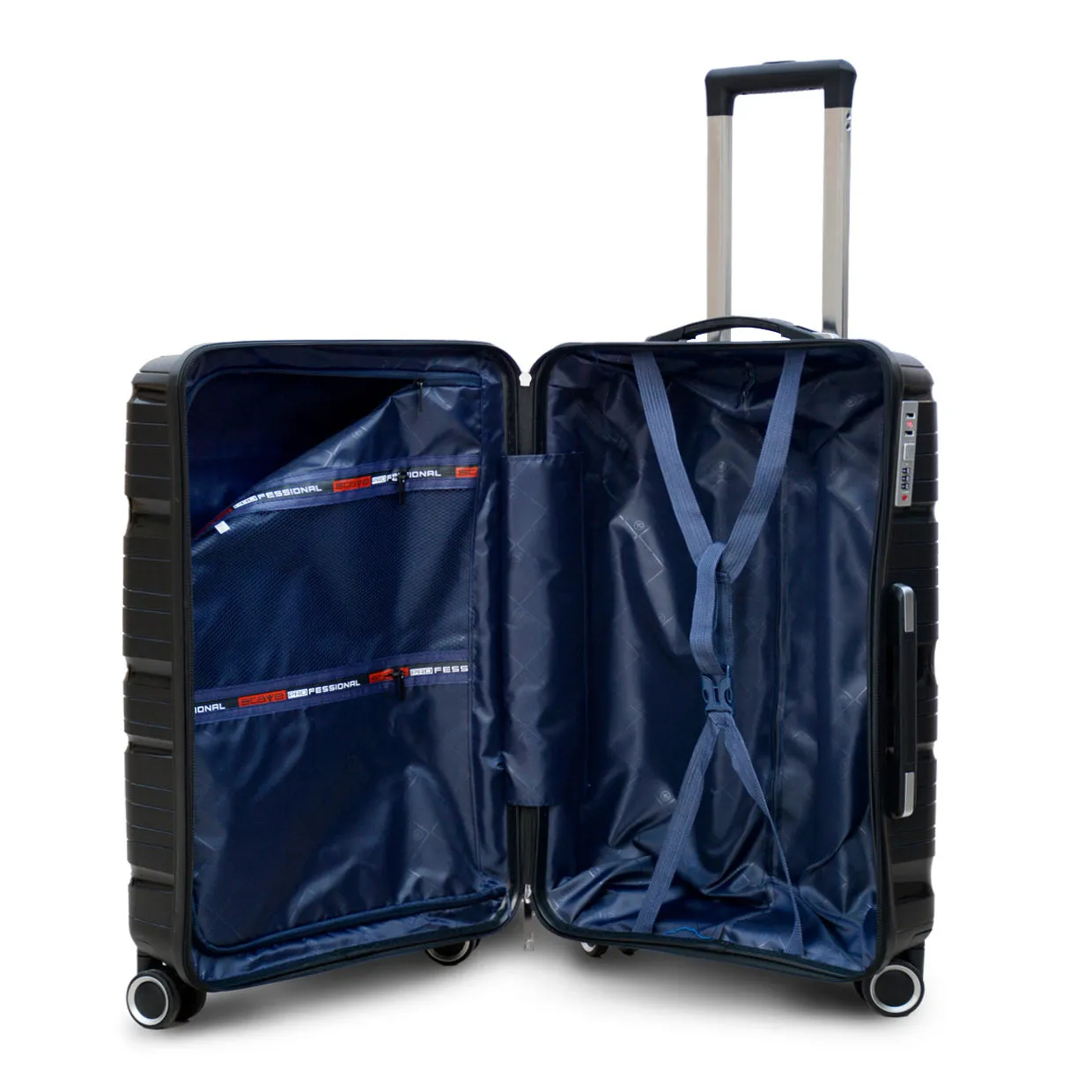 24” PP material Black Luggage Unbreakable Cabin Size Hard Side