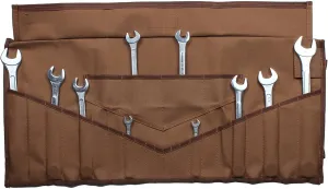 26-Pocket Wrench Roll Tool Organizer Roll-Up Tool Pouch SAE & Metric, Heavy-Duty Cotton Canvas Tool Bag, Durable Handcrafted for Easy Tool Storage & Portability - Cinnamon Brown (No Tools)