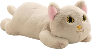 26.4 inch 5 lbs Cat Weighted Stuffed Animals, Large Weighted Plush Animal, Cute Plush Toy Pillow, Soft Kawaii Plushie Gifts for Adults, Kids, Boys and Girls (Light Gray)