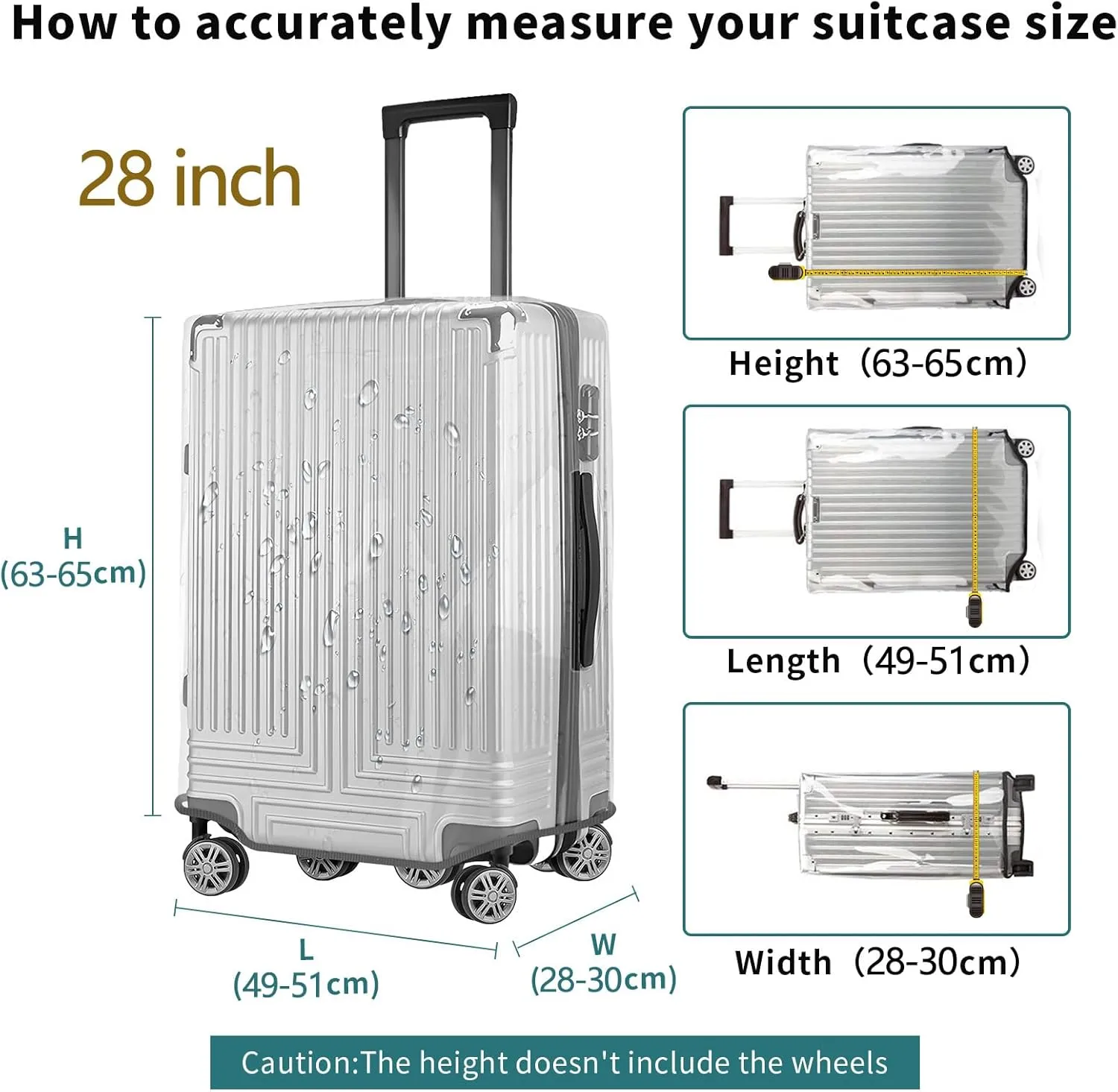 28 Inch Clear PVC Suitcase Cover Protectors Suitcase Covers for Luggage Thickened suitcase protective cover for Wheeled Suitcase Suitable for 28"-29"