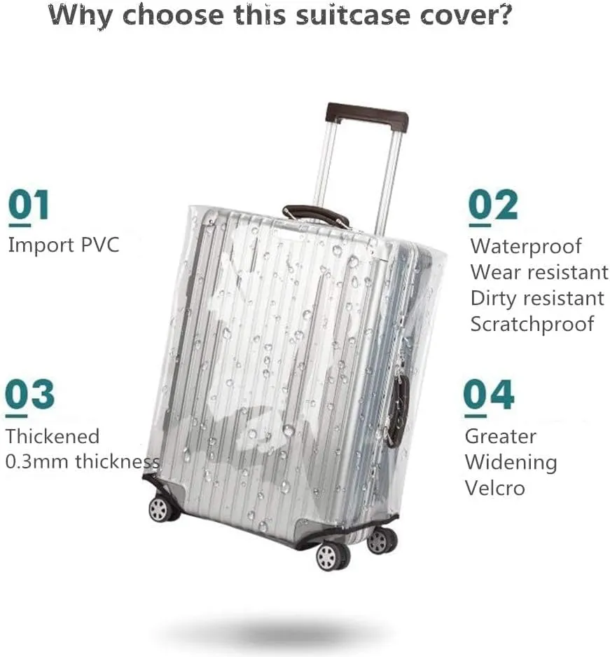 28 Inch Clear PVC Suitcase Cover Protectors Suitcase Covers for Luggage Thickened suitcase protective cover for Wheeled Suitcase Suitable for 28"-29"