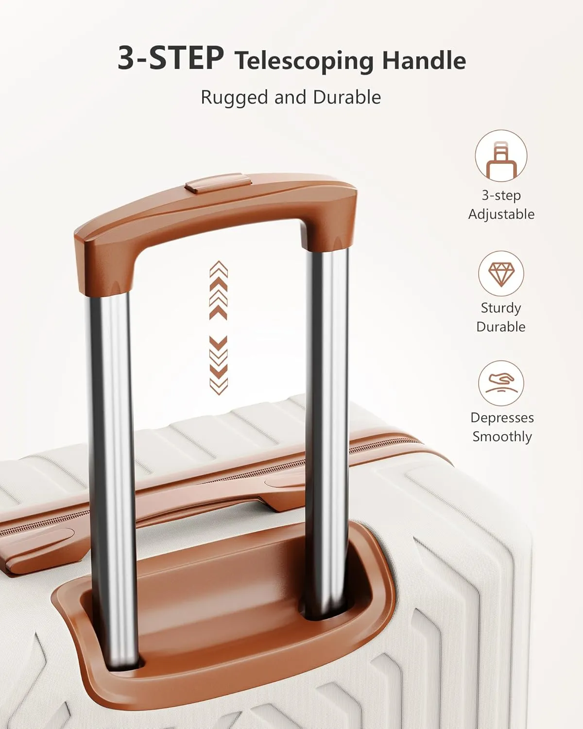 28 inch Luggage Hardside Lightweight Suitcase with Spinner Wheels TSA Lock for Travel Business, WHite&Brown