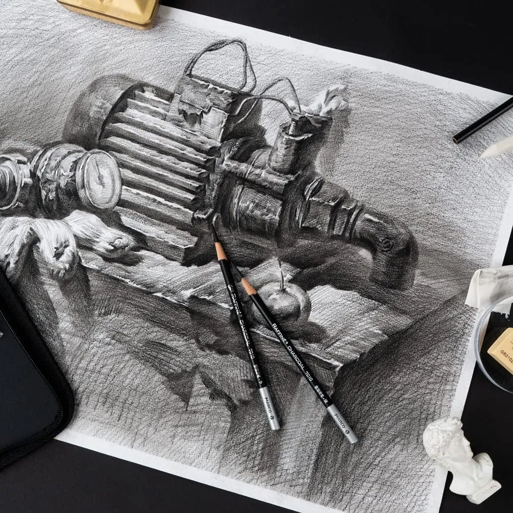 29 Pieces Professional Sketching & Drawing Art Tool Kit With Graphite Pencils, Charcoal Pencils, Paper Erasable Pen, Craft Knife-Lightwish (without Sketchbook, with Canvas Rolling Pouch）…