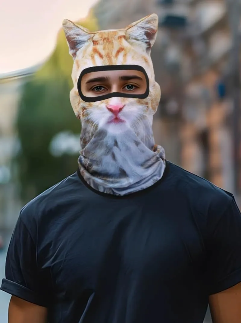 2PACK Cat Ski Mask 3D Cat Sheisty Balaclava with Ears Perfect for Skiing & Biking Music Festivals Parties