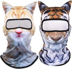 2PACK Cat Ski Mask 3D Cat Sheisty Balaclava with Ears Perfect for Skiing & Biking Music Festivals Parties