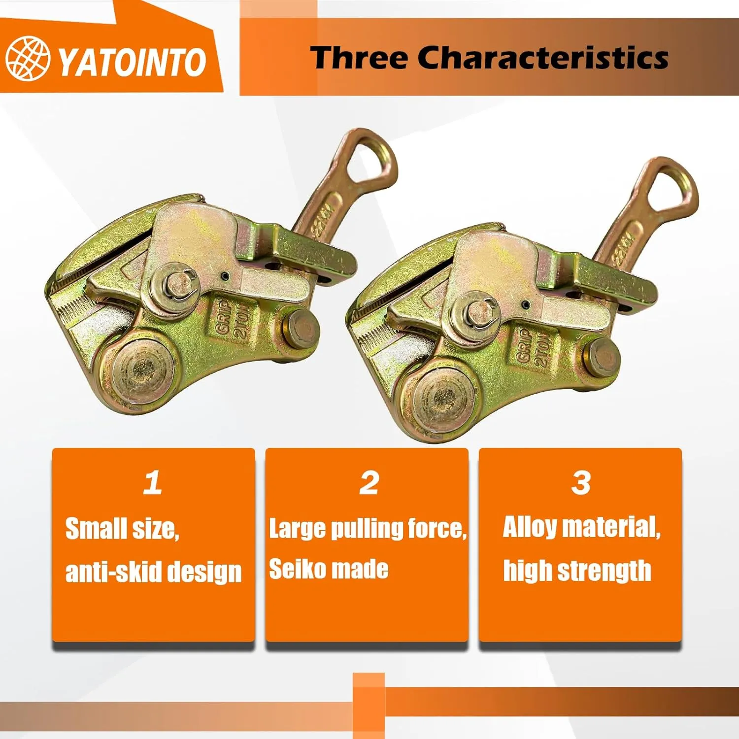 2Pcs Cable Grips Steel Wire Puller 2 Ton 4408LB, Cable Puller Tools for 4-22 mm Wire Rope, Multifunctional Pulling Tightening Tool with Swing Latch(2 Pack)