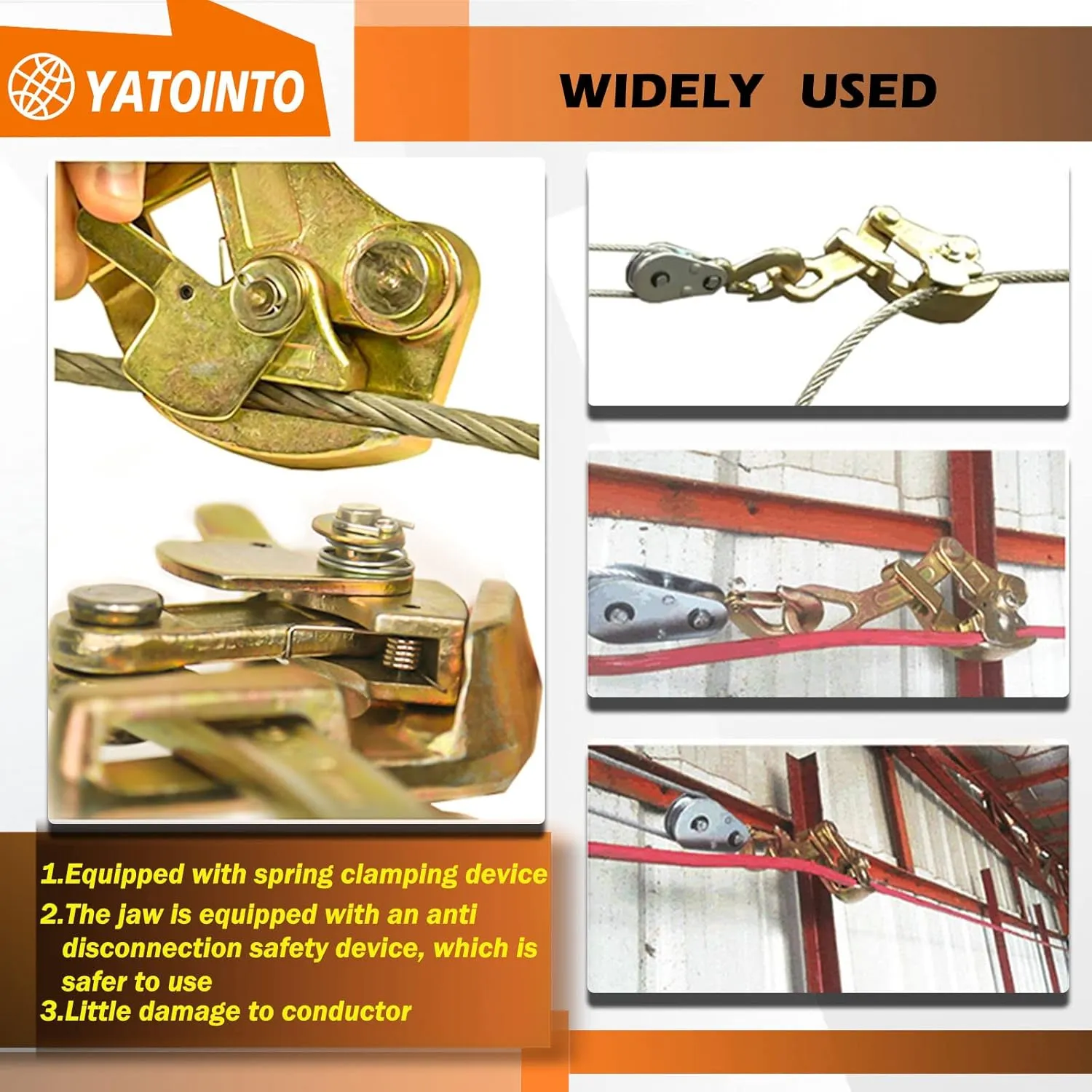 2Pcs Cable Grips Steel Wire Puller 2 Ton 4408LB, Cable Puller Tools for 4-22 mm Wire Rope, Multifunctional Pulling Tightening Tool with Swing Latch(2 Pack)