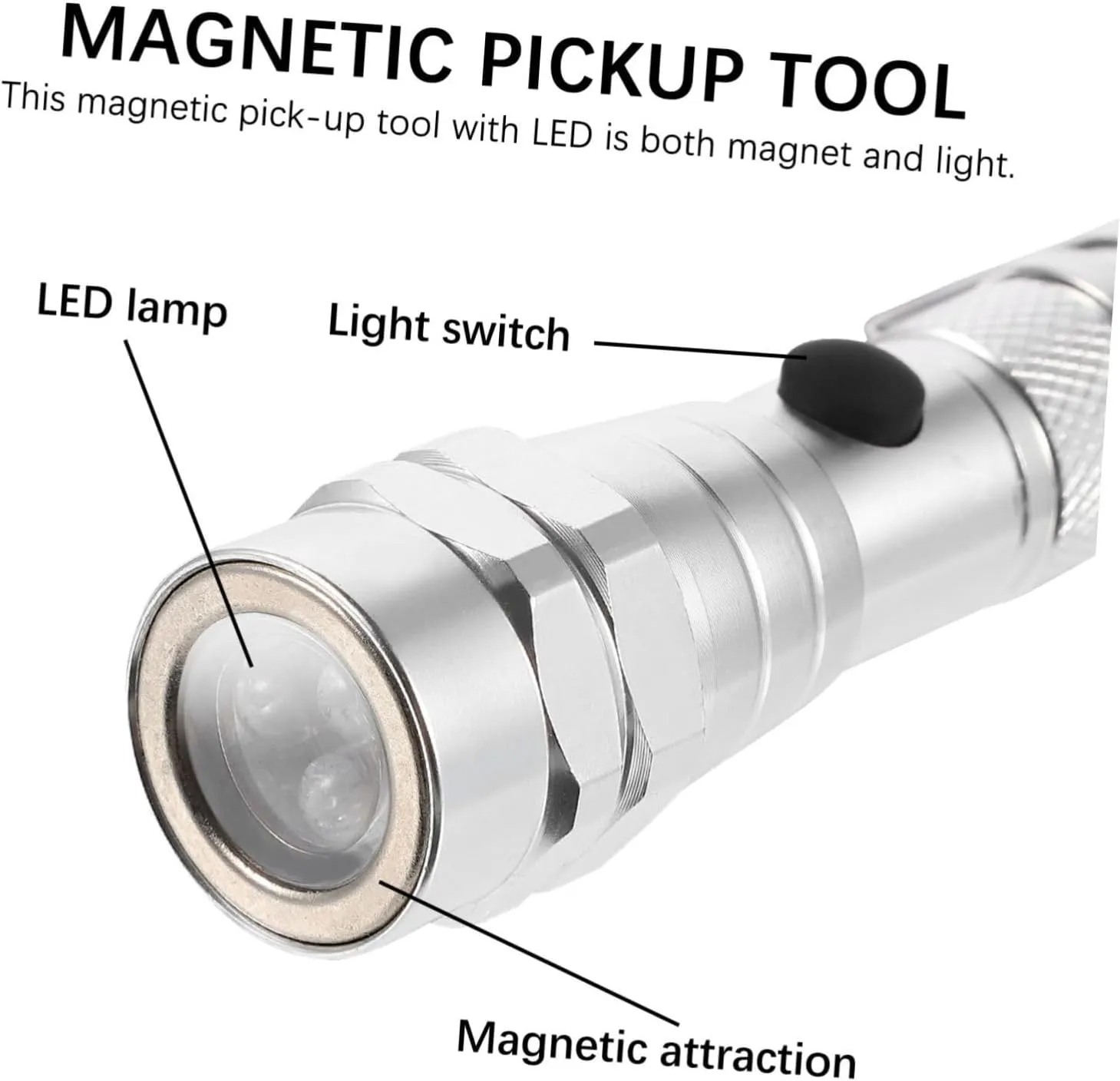 2pcs Portable with Magnetic Pickup Telescopic Led Torch Magnetic Head for Mechanics Handyman