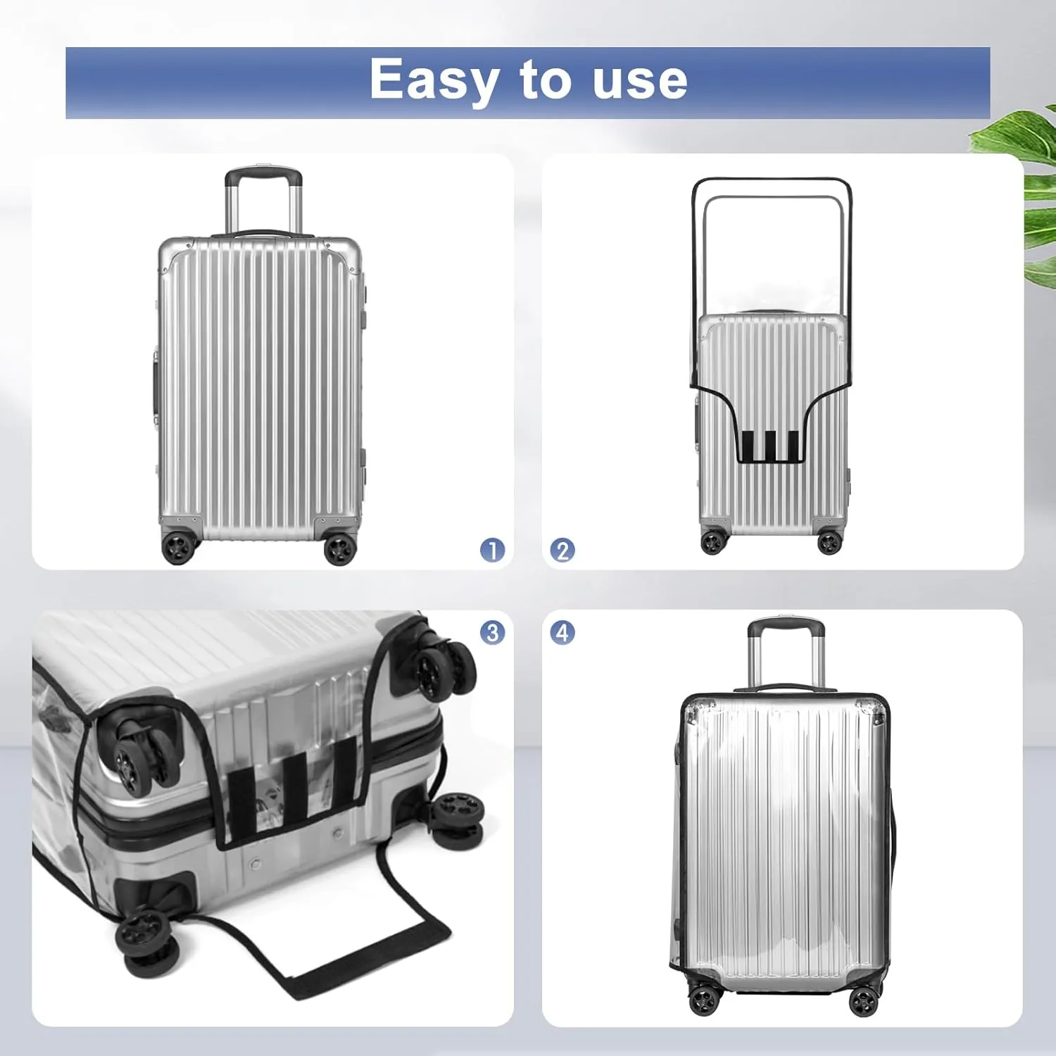 2PCS Suitcase Cover, 20/22/24/26/28/30 Inch Clear PVC Luggage Cover Protector for Wheeled Suitcase (22 Inch)