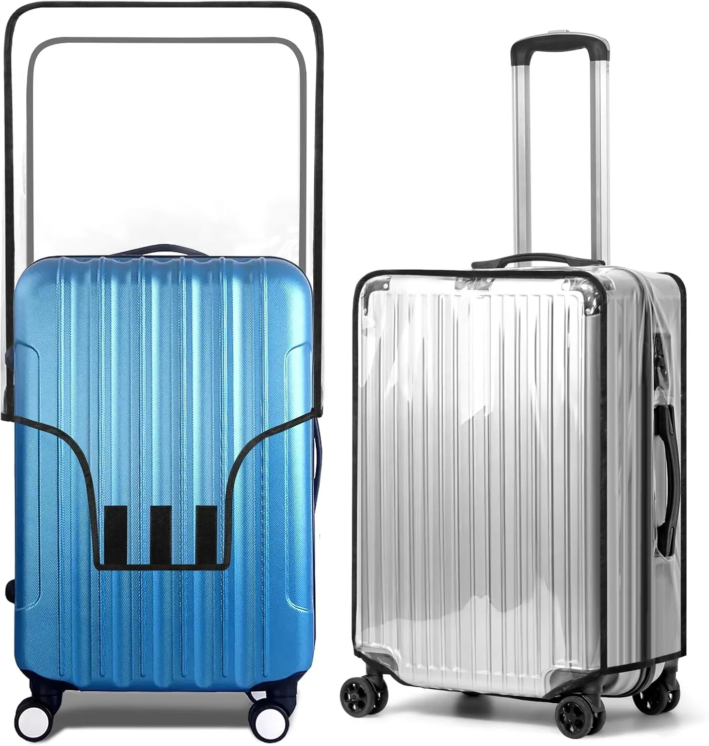 2PCS Suitcase Cover, 20/22/24/26/28/30 Inch Clear PVC Luggage Cover Protector for Wheeled Suitcase (22 Inch)