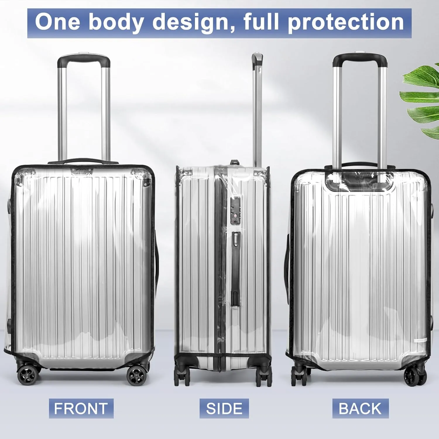 2PCS Suitcase Cover, 20/22/24/26/28/30 Inch Clear PVC Luggage Cover Protector for Wheeled Suitcase (22 Inch)