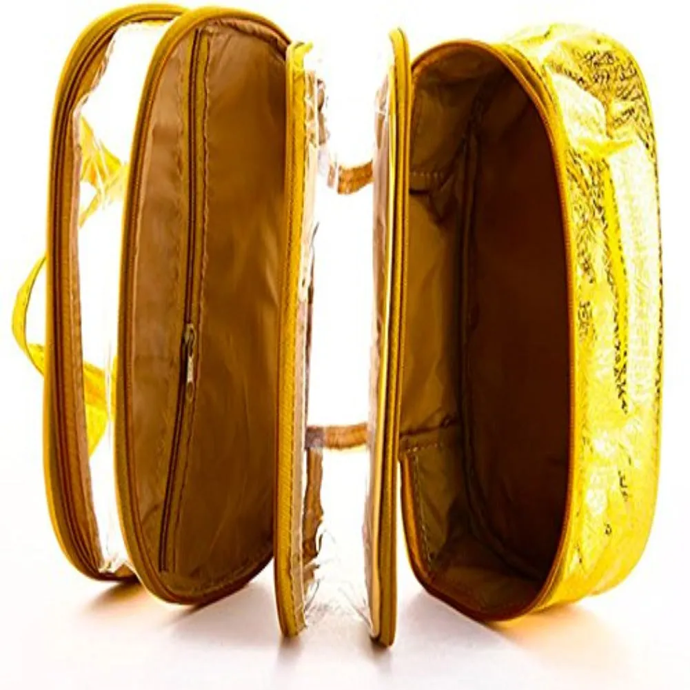 3 Compartment Transparent Waterproof Multipurpose Travel Kit and Organizer Pouch