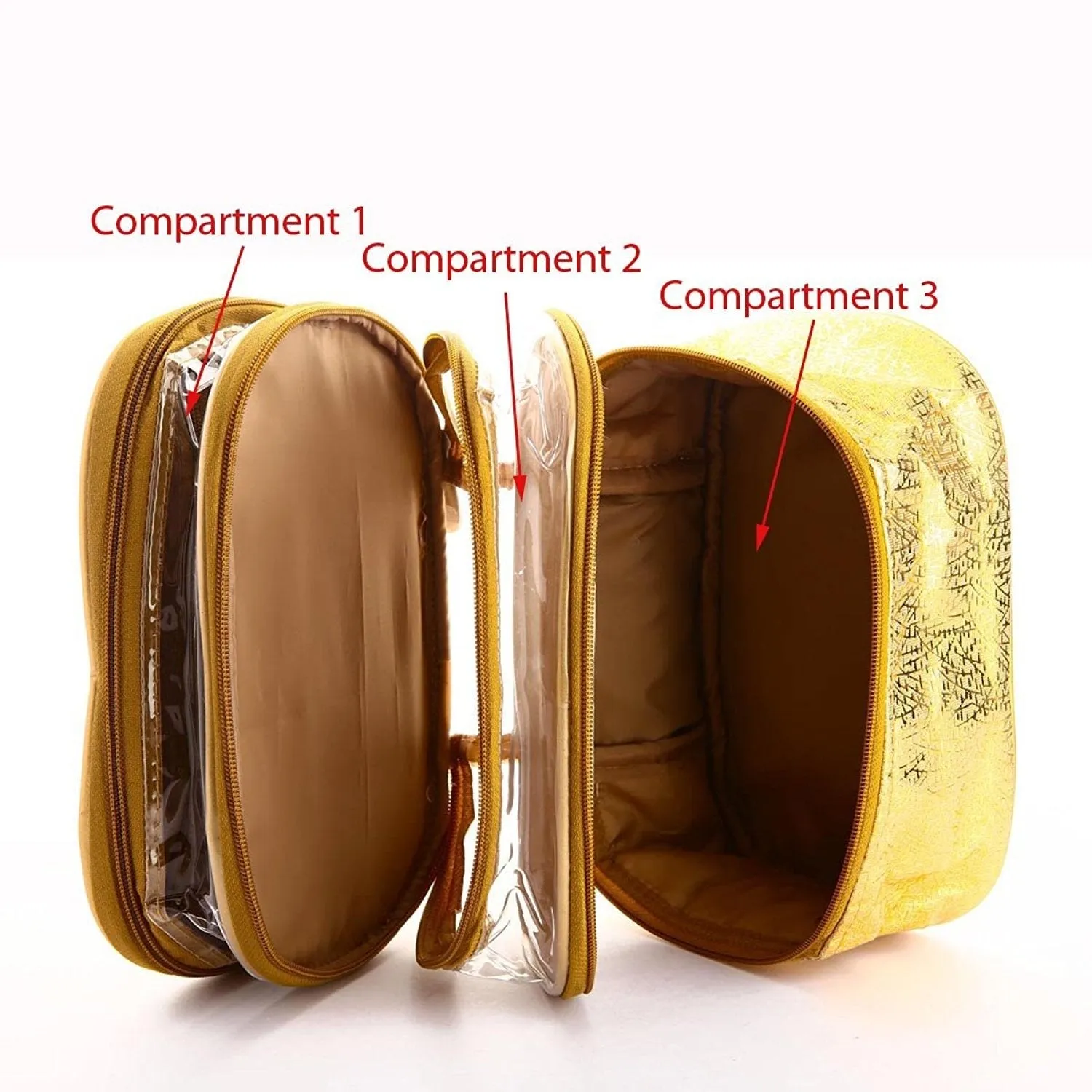 3 Compartment Transparent Waterproof Multipurpose Travel Kit and Organizer Pouch