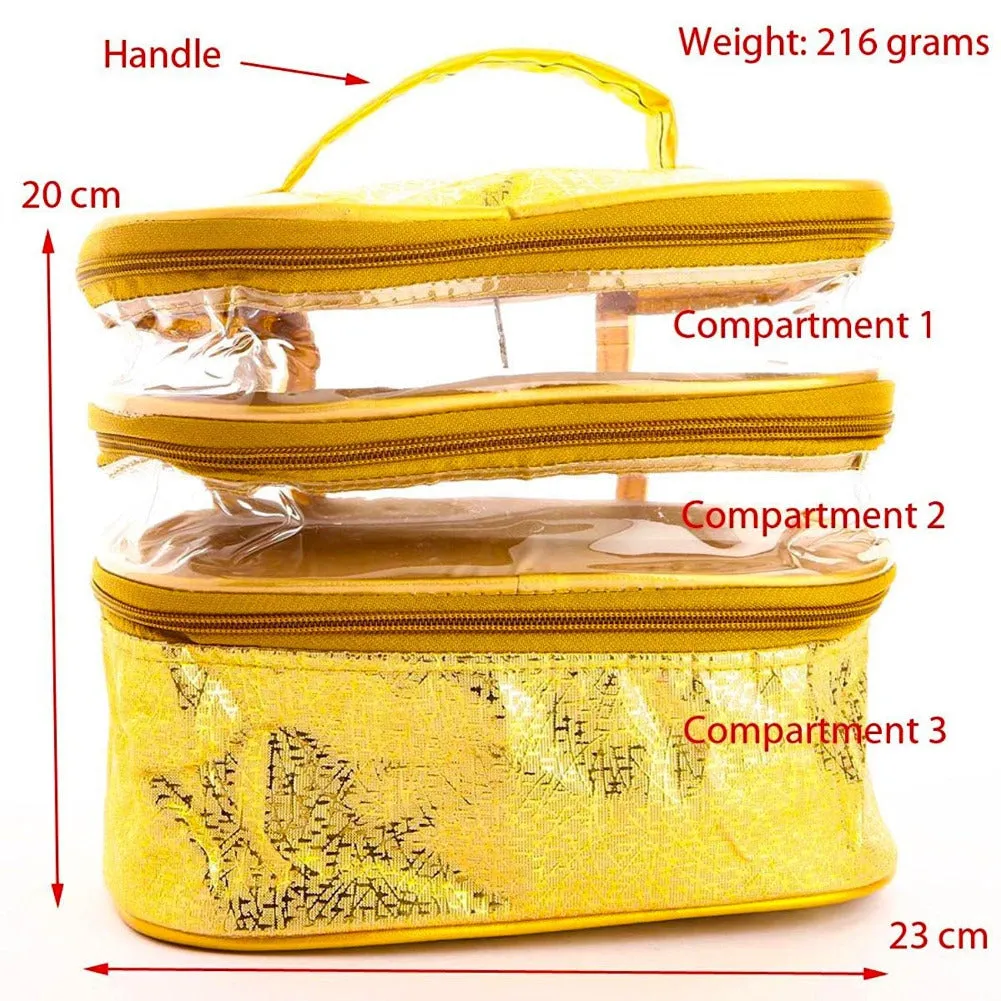 3 Compartment Transparent Waterproof Multipurpose Travel Kit and Organizer Pouch