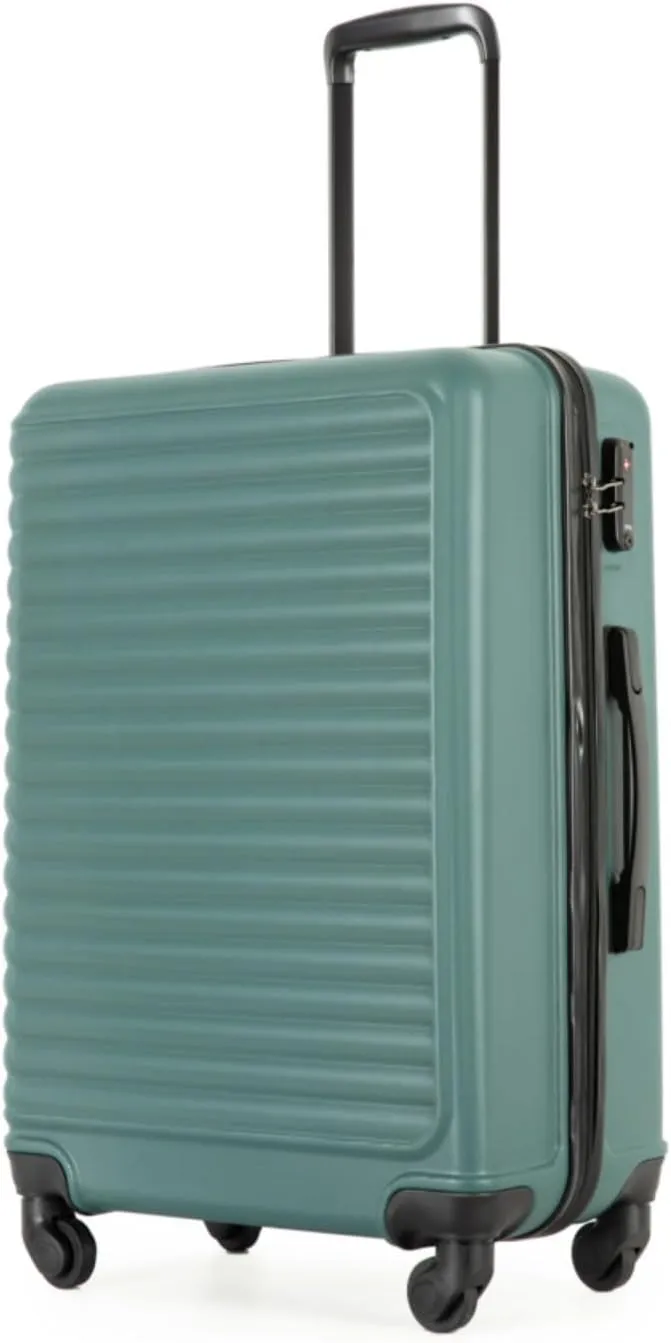 3-Piece ABS Luggage Set (20"/24"/28") - Lightweight Hardshell Suitcases with Lock, 360° Spinner Wheels & 2 Utility Hooks - Carry-On & Checked Luggage (Green   ABS)