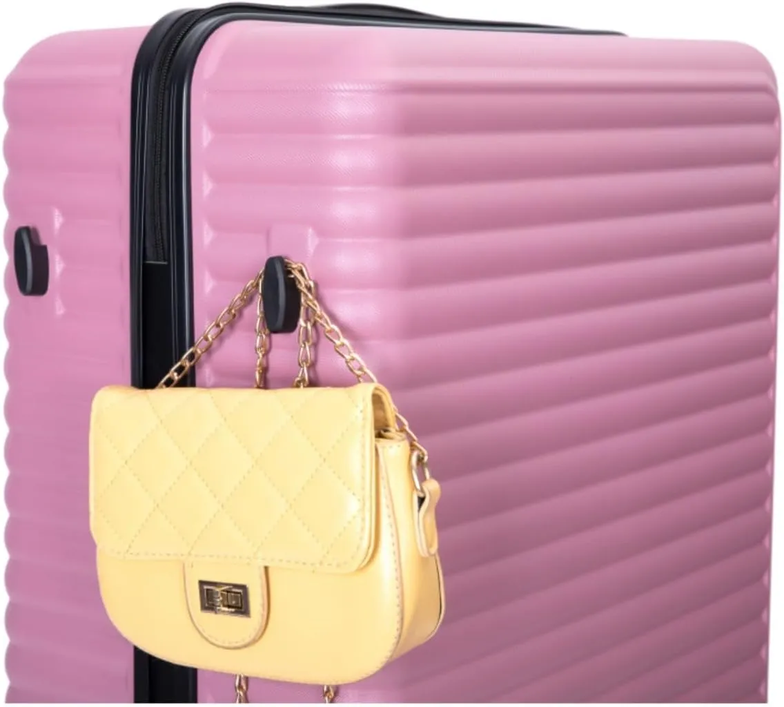 3-Piece ABS Luggage Set (20"/24"/28") - Lightweight Hardshell Suitcases with Lock, 360° Spinner Wheels & 2 Utility Hooks - Carry-On & Checked Luggage (Pink   ABS)