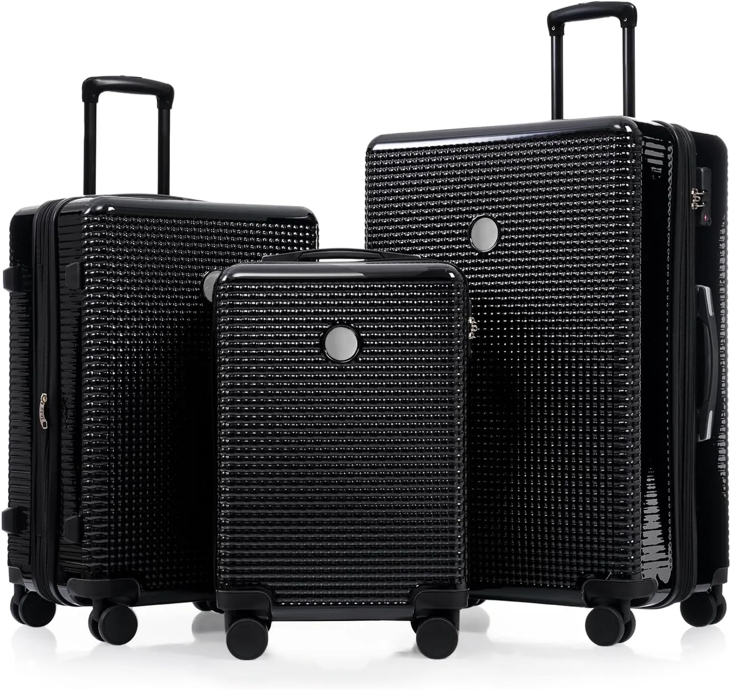 3 Piece Expandable Luggage Set Hard Shell with Spinner Wheels Lightweight Travel Suitcases Clearance Unisex Adults Durable Maletas De Viaje with TSA Lock 20/24/28(Black) US STOCK
