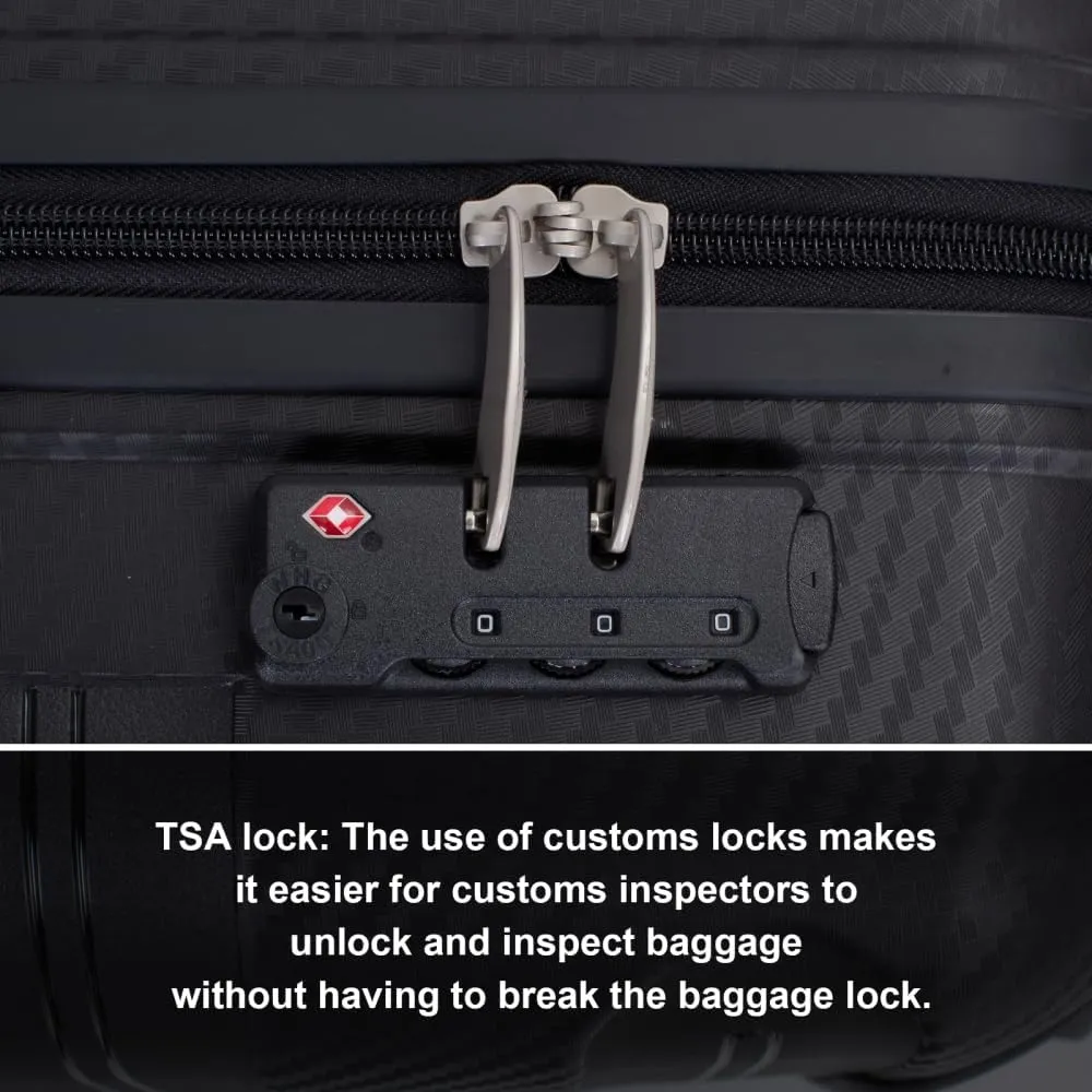 3-Piece Hardshell Luggage Set (20"/24"/28") - Lightweight PP Suitcases with Lock & 360° Spinner Wheels - Expandable Carry-On & Checked Luggage (Black   Polypropylene)