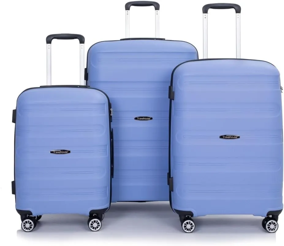 3-Piece Hardshell Luggage Set (20"/24"/28") - Lightweight PP Suitcases with Lock & 360° Spinner Wheels - Expandable Carry-On & Checked Luggage (Purplish Blue   Polypropylene)