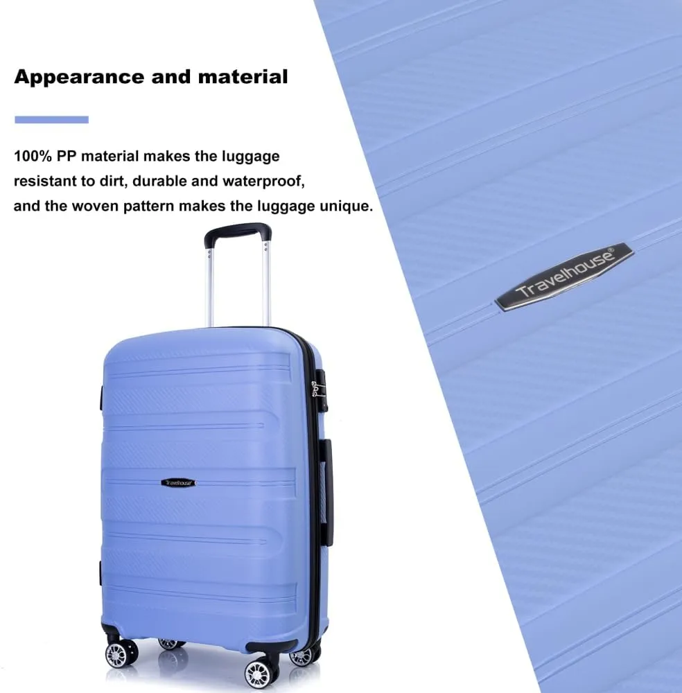 3-Piece Hardshell Luggage Set (20"/24"/28") - Lightweight PP Suitcases with Lock & 360° Spinner Wheels - Expandable Carry-On & Checked Luggage (Purplish Blue   Polypropylene)