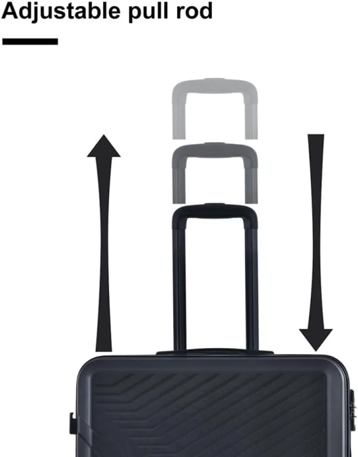 3-Piece Luggage Set (20/24/28 Inch) - ABS Lightweight Hard Shell Suitcases with Spinner Wheels, Lock & 2 Hooks - Carry-On & Checked Luggage for Travel (Black   ABS)