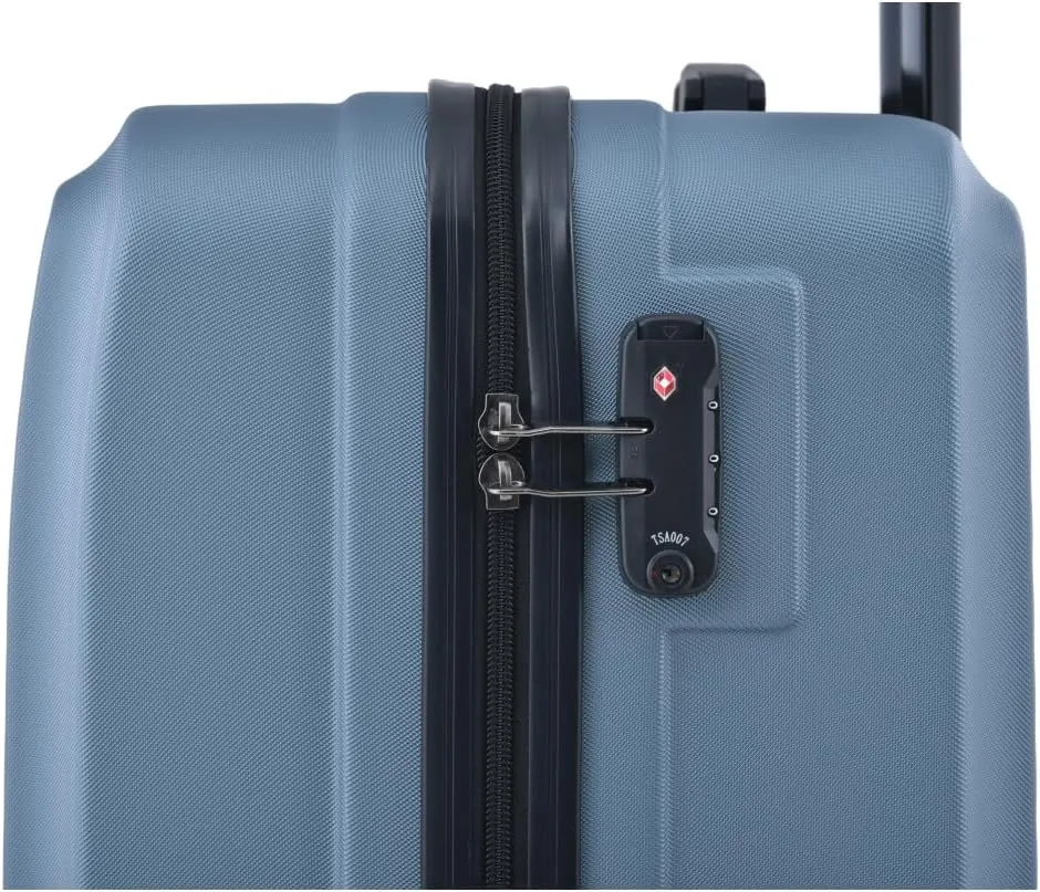 3-Piece Luggage Set (20/24/28 Inch) - ABS Lightweight Hard Shell Suitcases with Spinner Wheels, Lock & 2 Hooks - Carry-On & Checked Luggage for Travel (Blue   ABS)