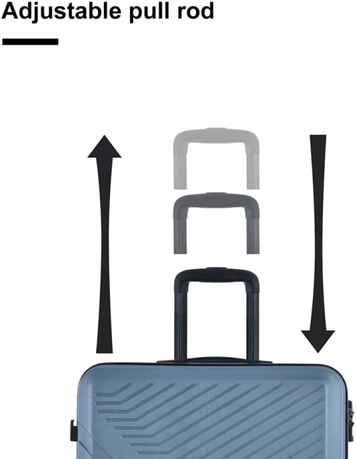 3-Piece Luggage Set (20/24/28 Inch) - ABS Lightweight Hard Shell Suitcases with Spinner Wheels, Lock & 2 Hooks - Carry-On & Checked Luggage for Travel (Blue   ABS)