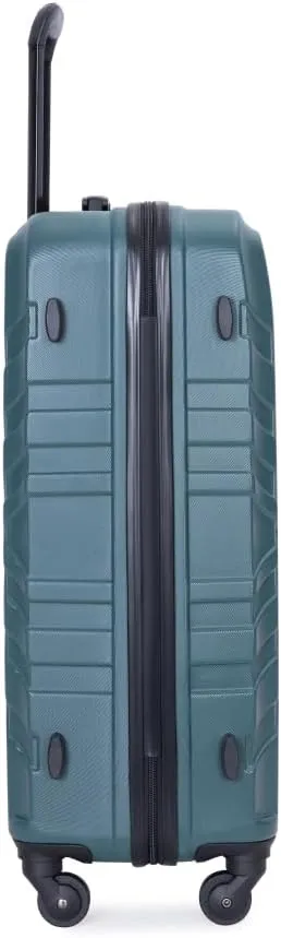 3-Piece Luggage Set (20/24/28 Inch) - ABS Lightweight Hard Shell Suitcases with Spinner Wheels, Lock & 2 Hooks - Carry-On & Checked Luggage for Travel (Dark Green   ABS)