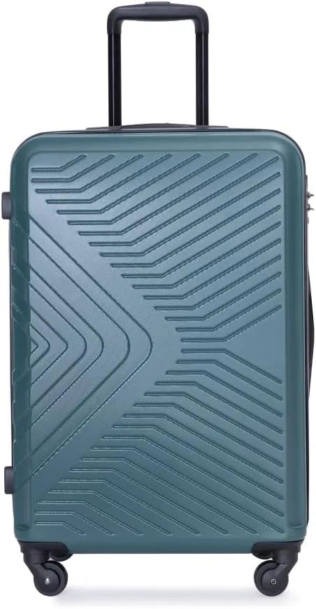 3-Piece Luggage Set (20/24/28 Inch) - ABS Lightweight Hard Shell Suitcases with Spinner Wheels, Lock & 2 Hooks - Carry-On & Checked Luggage for Travel (Dark Green   ABS)