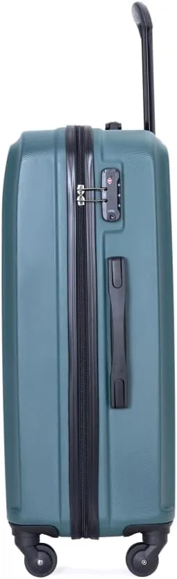 3-Piece Luggage Set (20/24/28 Inch) - ABS Lightweight Hard Shell Suitcases with Spinner Wheels, Lock & 2 Hooks - Carry-On & Checked Luggage for Travel (Dark Green   ABS)