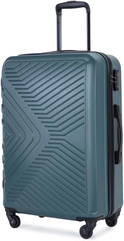 3-Piece Luggage Set (20/24/28 Inch) - ABS Lightweight Hard Shell Suitcases with Spinner Wheels, Lock & 2 Hooks - Carry-On & Checked Luggage for Travel (Dark Green   ABS)