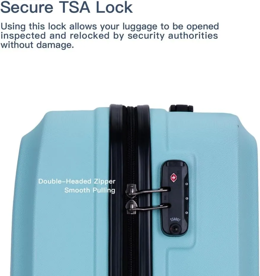 3-Piece Luggage Set (20/24/28 Inch) - ABS Lightweight Hard Shell Suitcases with Spinner Wheels, Lock & 2 Hooks - Carry-On & Checked Luggage for Travel (Green   ABS)