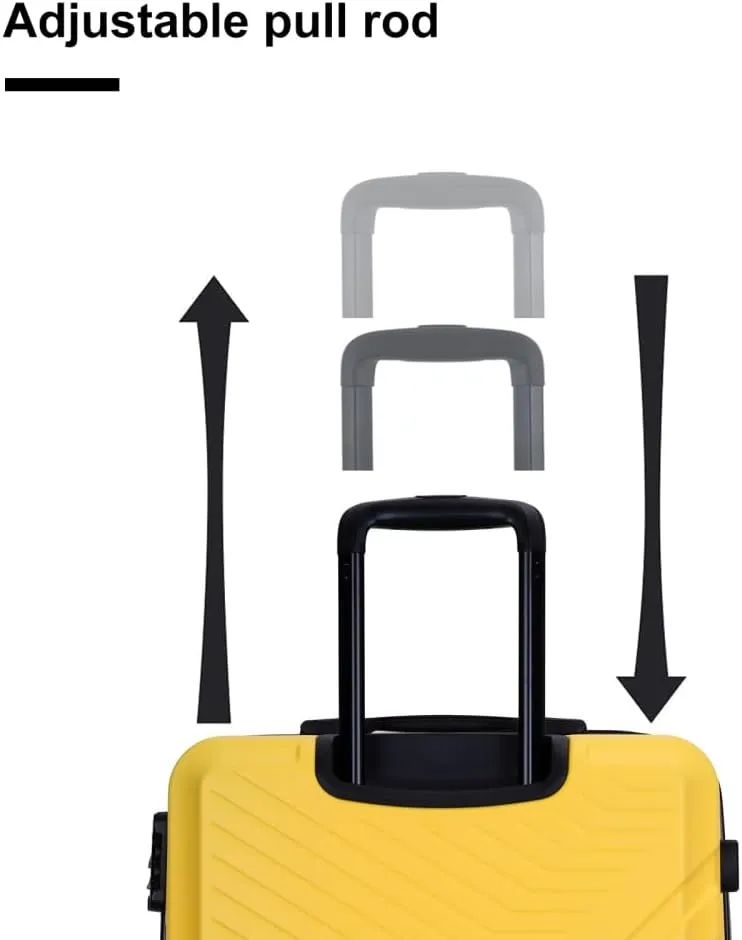 3-Piece Luggage Set (20/24/28 Inch) - ABS Lightweight Hard Shell Suitcases with Spinner Wheels, Lock & 2 Hooks - Carry-On & Checked Luggage for Travel (Yellow   ABS)