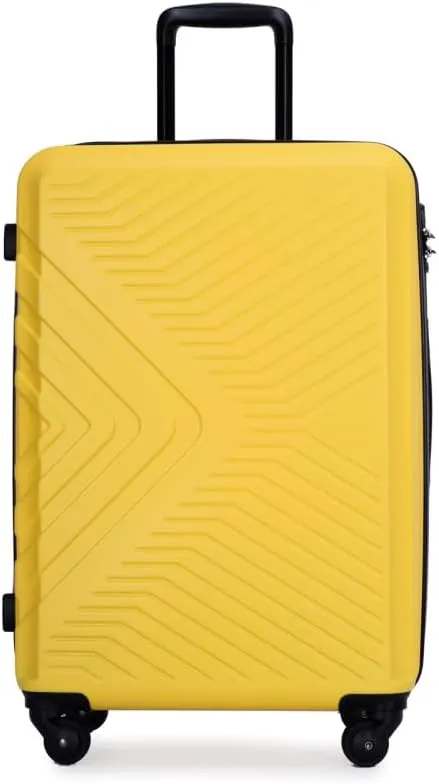 3-Piece Luggage Set (20/24/28 Inch) - ABS Lightweight Hard Shell Suitcases with Spinner Wheels, Lock & 2 Hooks - Carry-On & Checked Luggage for Travel (Yellow   ABS)