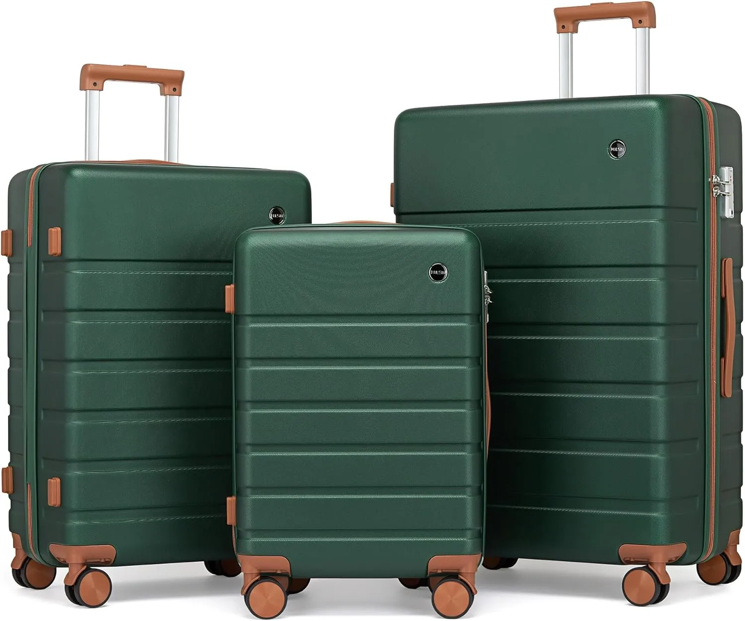 3 Piece Luggage Sets,Hardshell Suitcase with Spinner Wheels,Rolling Travel Suitcases Sets,Hardside Luggage Sets for Women and Men (Green, 3PCS Set)