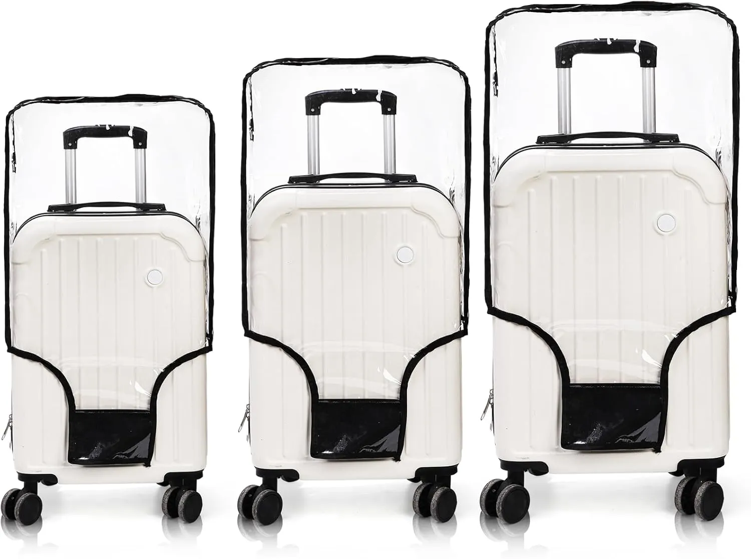 3 Pieces Clear Luggage Cover, PVC Suitcase Cover, Waterproof Dustproof Suitcase Covers Protector with Black Border for 20" 24" 28" Wheeled Luggage