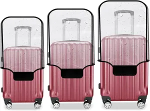 3 Pieces Luggage Covers TSA Approved Thicken Clear PVC Suitcase Sleeve Protectors Fit 20 24 28 Wheeled Suitcase Waterproof Scratch-Resistant