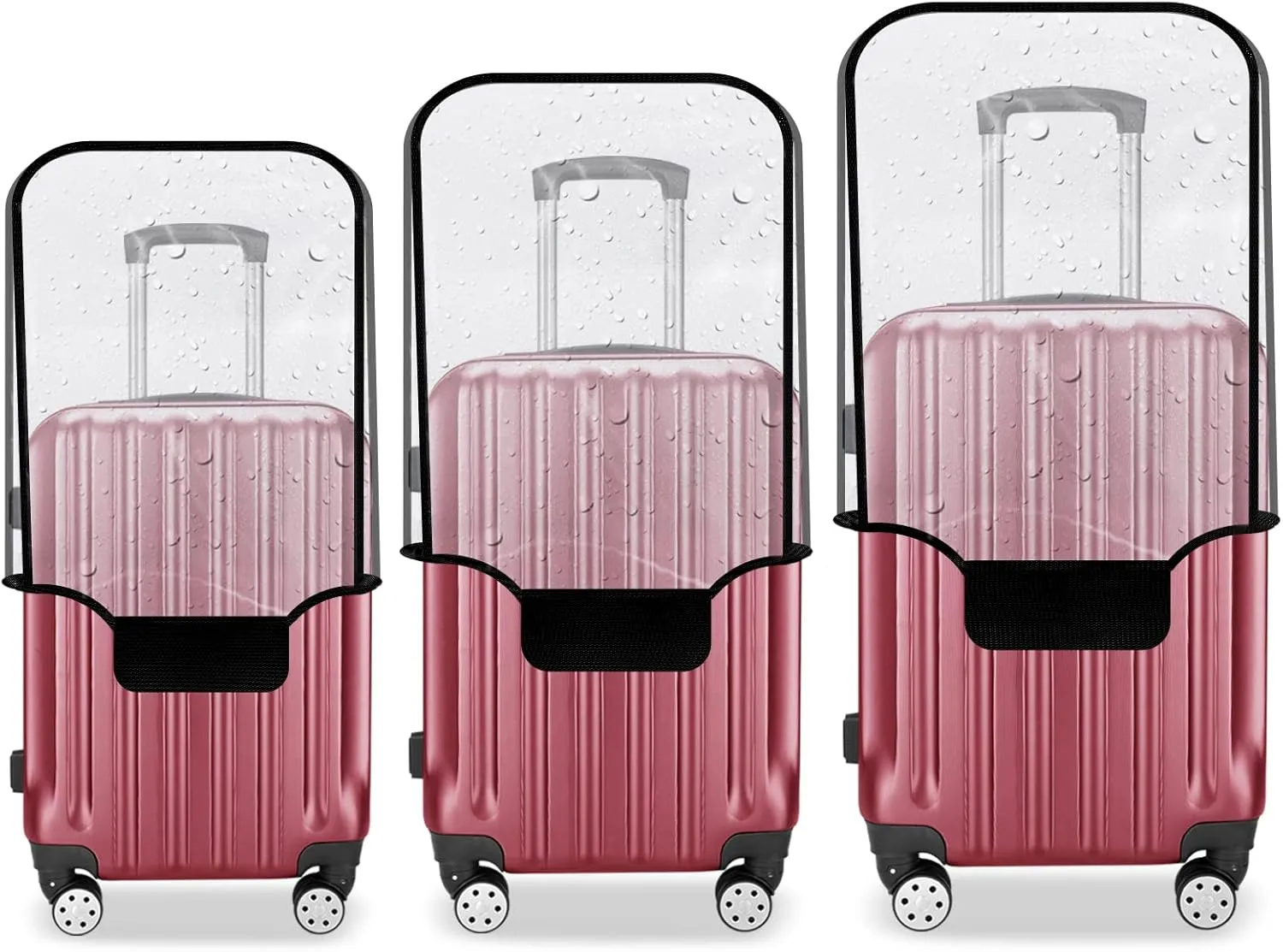 3 Pieces Luggage Covers TSA Approved Thicken Clear PVC Suitcase Sleeve Protectors Fit 20 24 28 Wheeled Suitcase Waterproof Scratch-Resistant