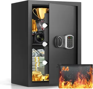 3.0 Cub Large Home Safe Fireproof Waterproof, Digital Firep roof Safe Box With Fireproof Bag, Combination Lock and Alarm Systerm, Fire Safes for Home Documents Money Valuables