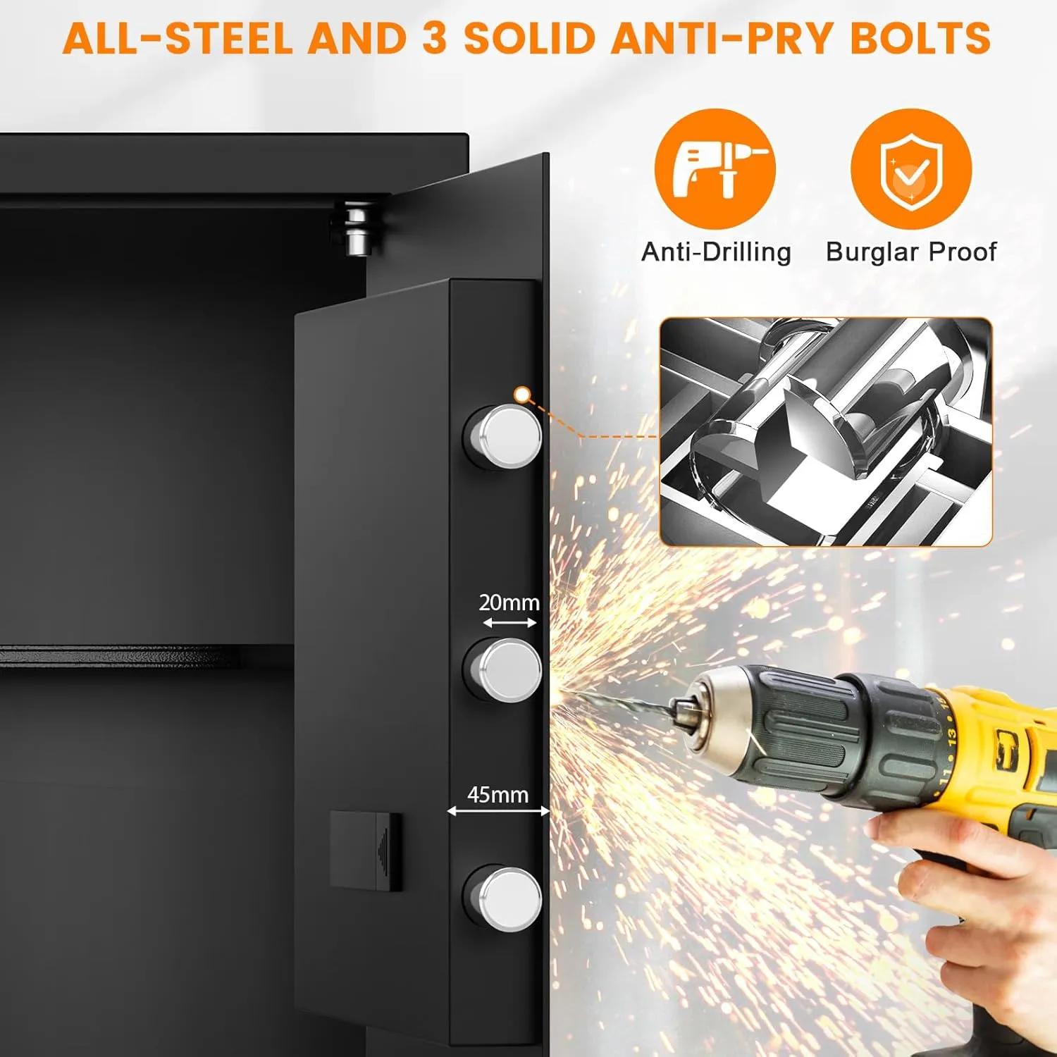 3.0 Cub Large Home Safe Fireproof Waterproof, Digital Firep roof Safe Box With Fireproof Bag, Combination Lock and Alarm Systerm, Fire Safes for Home Documents Money Valuables