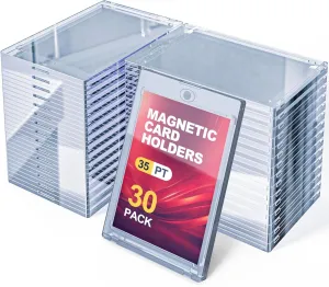 30PCS Magnetic Card Holders, 35pt One Touch Card Holder, U-V Protection Hard Plastic, Suitable for Magnetic Card Holders of Sports, Baseball, Soccer, and Gaming Cards