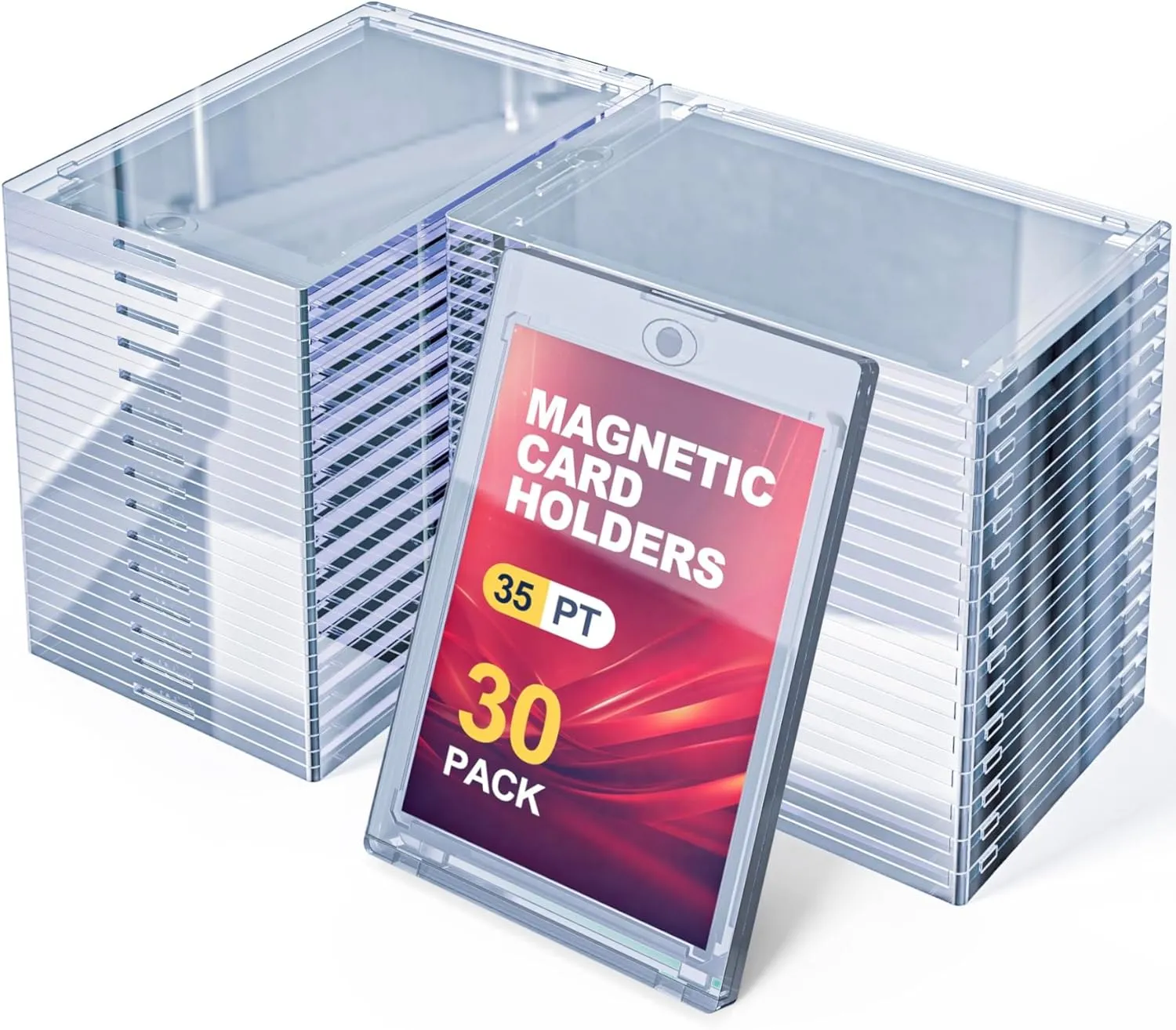30PCS Magnetic Card Holders, 35pt One Touch Card Holder, U-V Protection Hard Plastic, Suitable for Magnetic Card Holders of Sports, Baseball, Soccer, and Gaming Cards