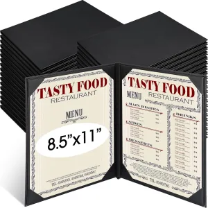 32 Pcs Leather Menu Covers Holders for 8.5 x 11 Inches, Waterproof Double View Leather Dinner Menu Holder Covers for Restaurant, Hotel, Bar