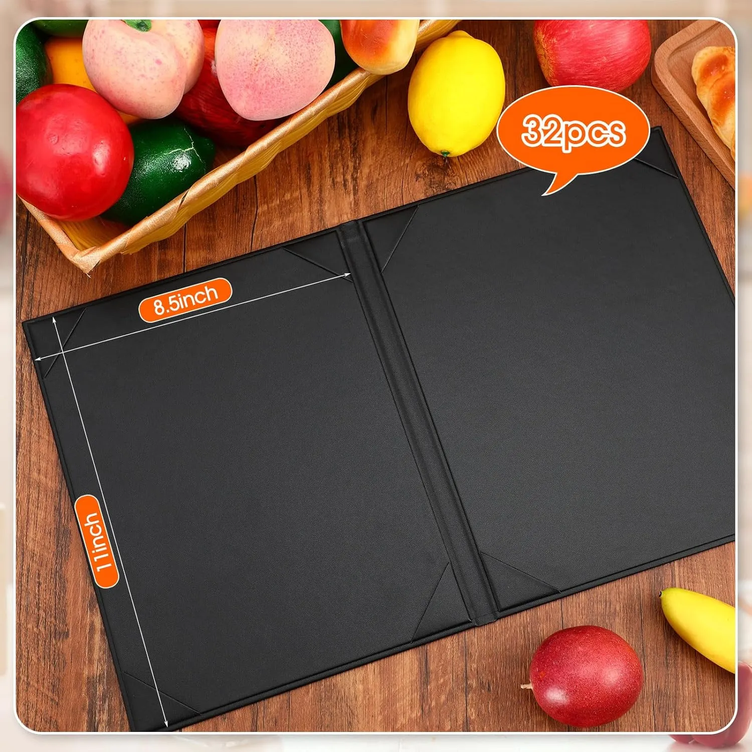 32 Pcs Leather Menu Covers Holders for 8.5 x 11 Inches, Waterproof Double View Leather Dinner Menu Holder Covers for Restaurant, Hotel, Bar