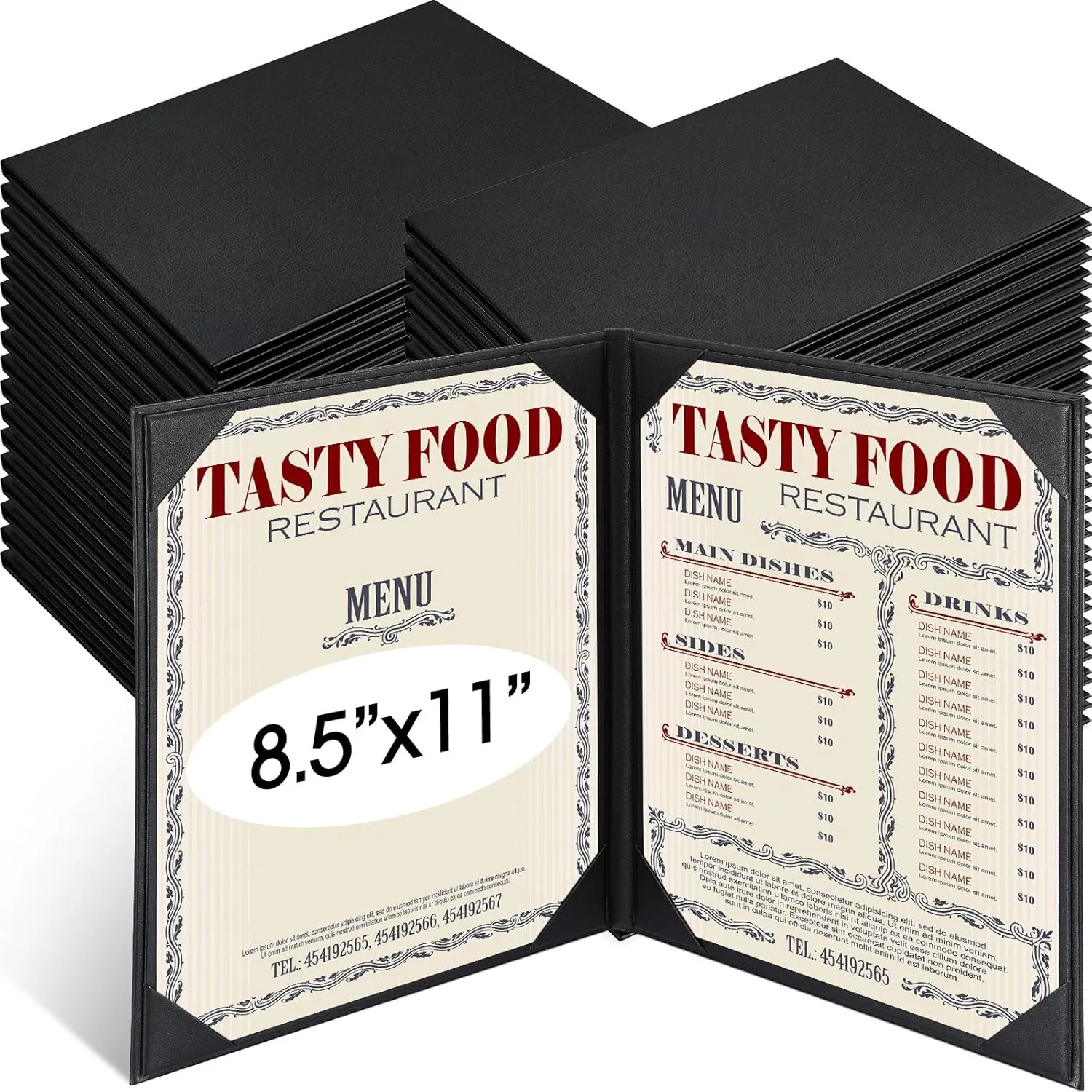 32 Pcs Leather Menu Covers Holders for 8.5 x 11 Inches, Waterproof Double View Leather Dinner Menu Holder Covers for Restaurant, Hotel, Bar