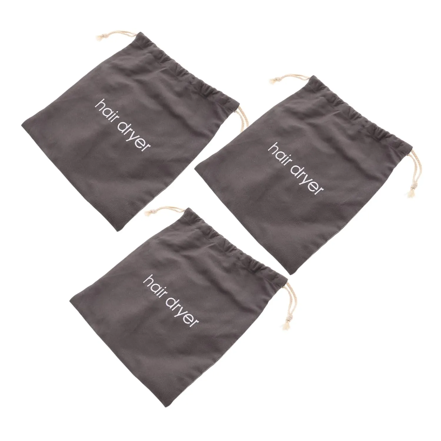 3Pcs Hair Dryer Storage Bags Durable Canvas Hair Tool Organizer with Drawstring Closure for Hotel Gym Travel Stylish Deep Pouch for Hair Dryer Accessories