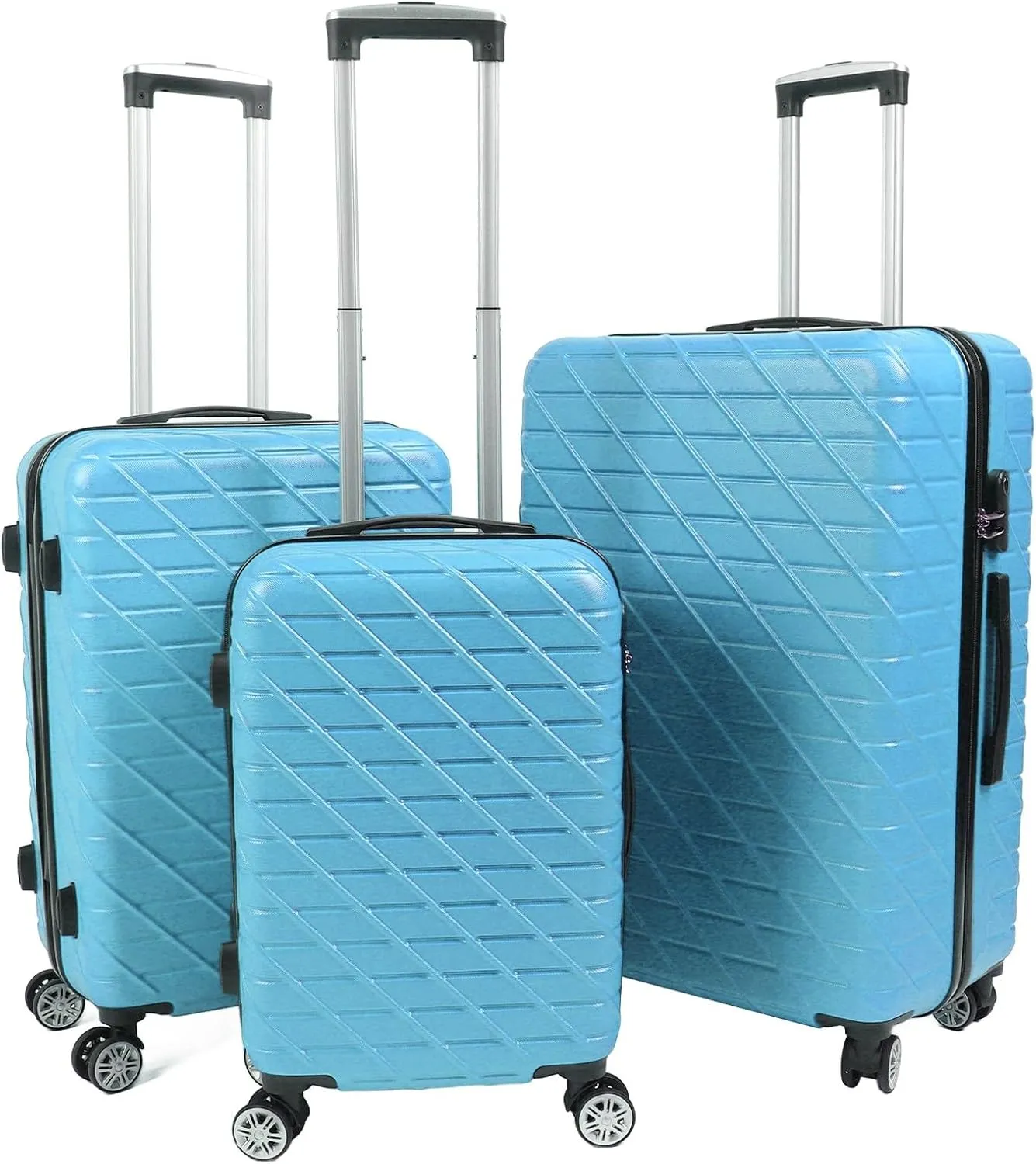 3PCS Heavy Duty Luggage Set, Hardshell Spinner Suitcases with TSA Lock, 150kg Load Capacity, Lightweight ABS Aluminium Alloy, 20in 24in 28in Upright Travel Bags (Blue)