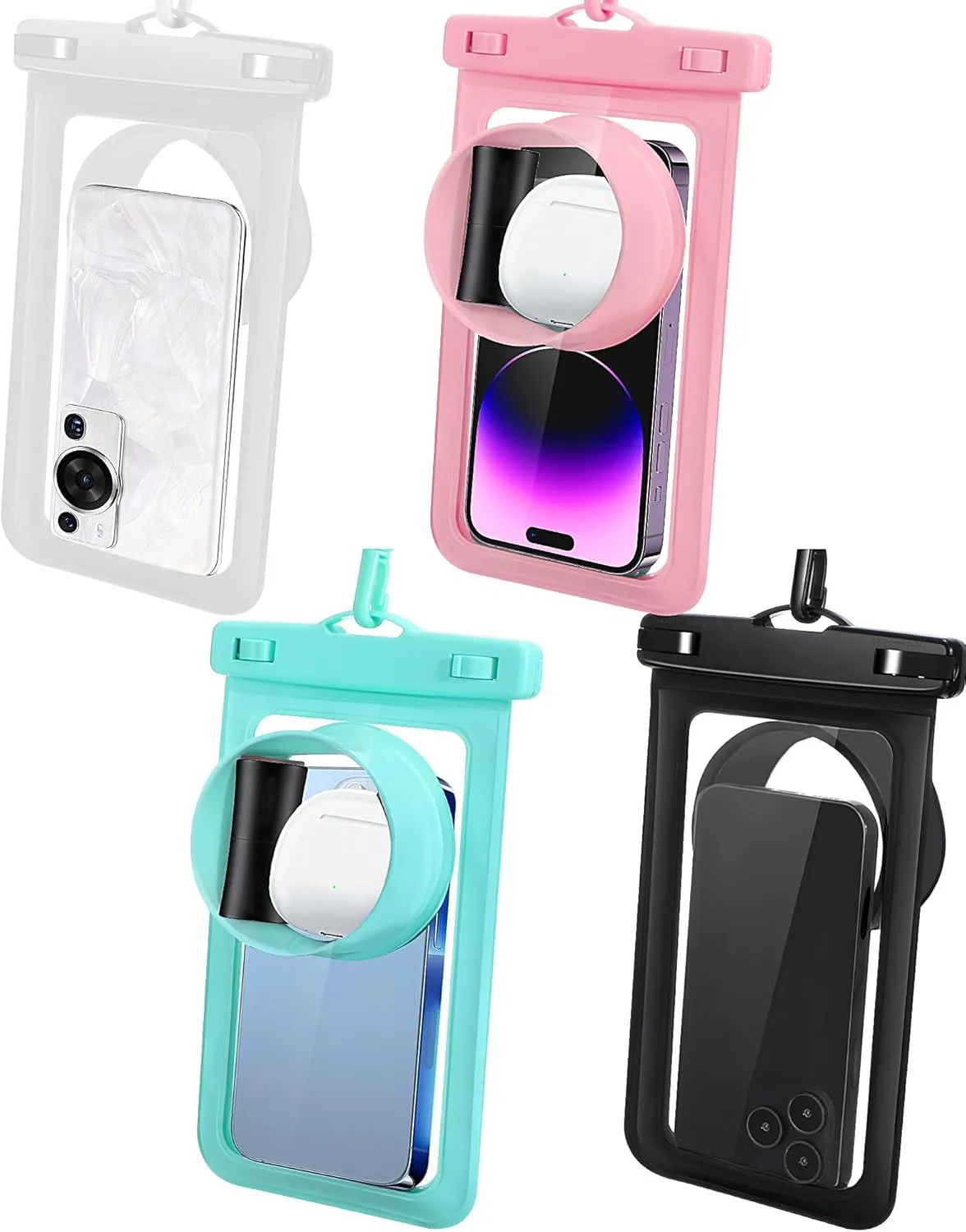 4 Pack Double Space Waterproof Phone Pouch 8.5 inches Floating Waterproof Phone Holder Case with Adjustable Lanyard Underwater Dry Bag for Travel Vacation Beach Pool Swimming